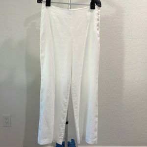 TALBOTS Petite Side Button Linen Trousers